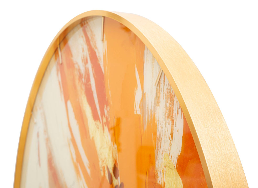 Reloj de Pared Abstracto Naranja Metal y Vidrio