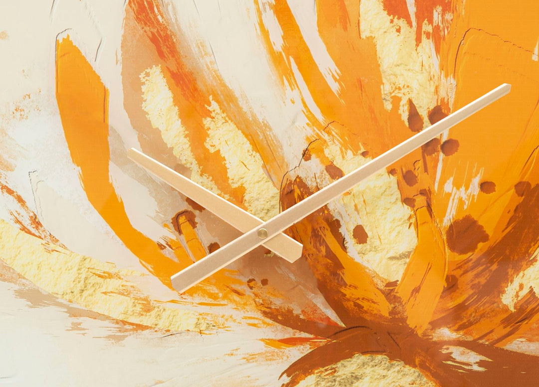 Reloj de Pared Abstracto Naranja Metal y Vidrio