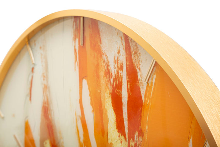 Reloj de Pared Abstracto Naranja Metal y Vidrio
