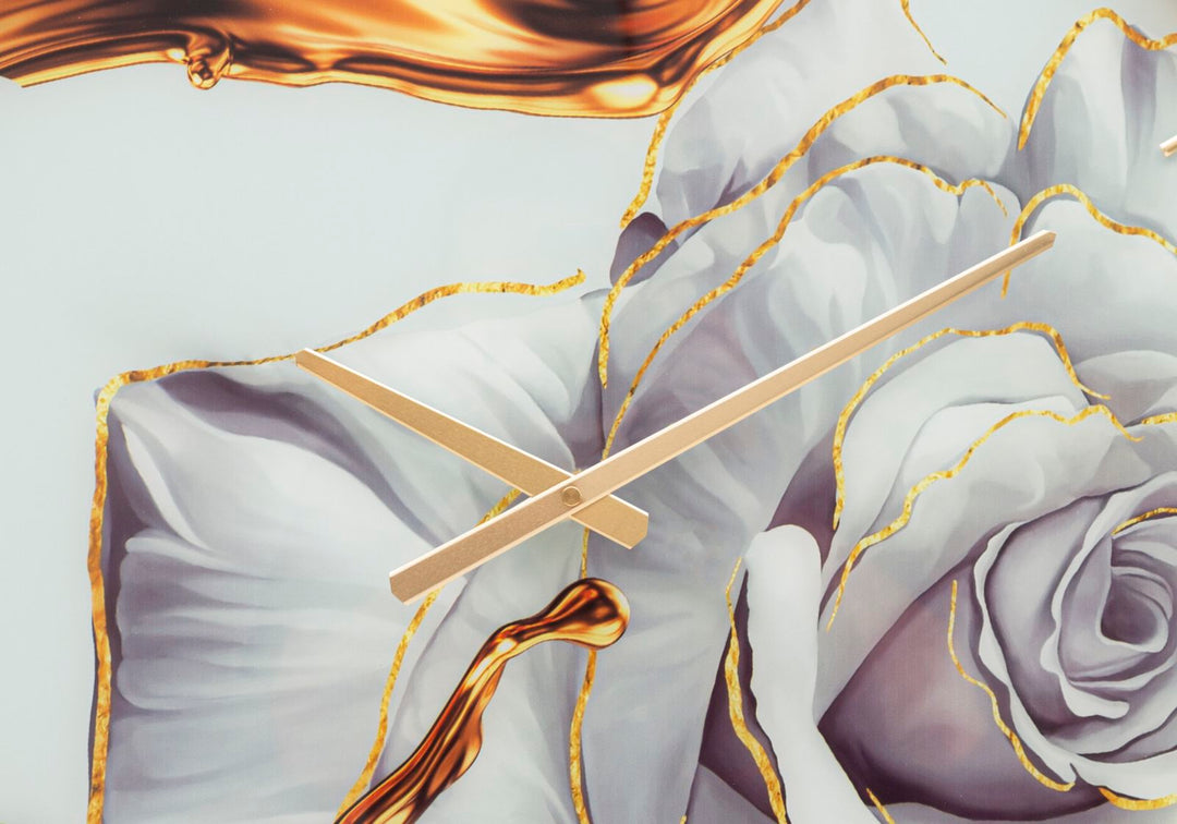 Reloj de Pared Elegante Rosa Dorada y Blanca