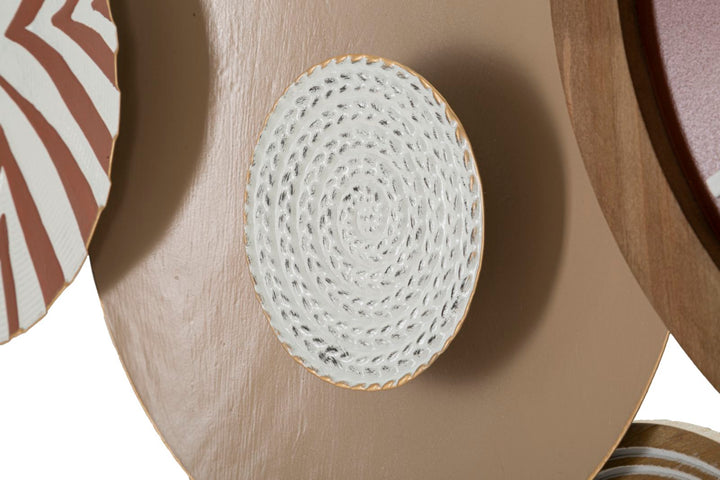 Reloj de Pared de Metal Marrón Decorado con Círculos Geométricos Redondos