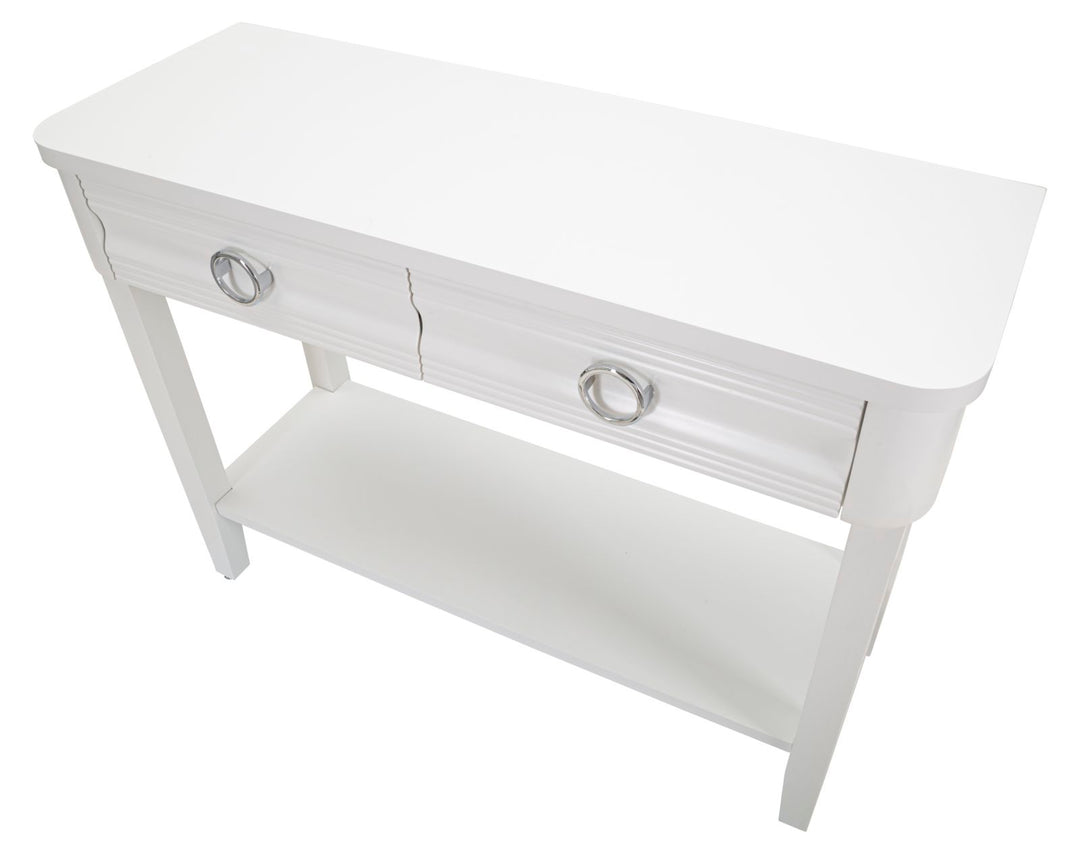 Mesa consola de madera blanca con cajones – Shine Collection