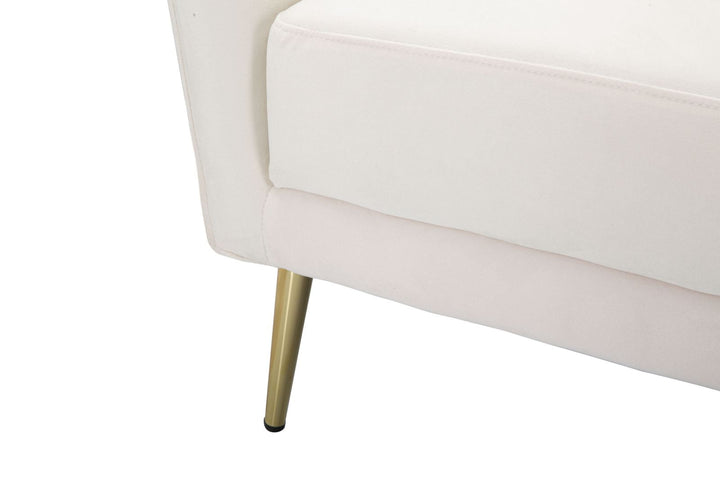 Sillón Tapizado Crema con Patas de Metal Dorado