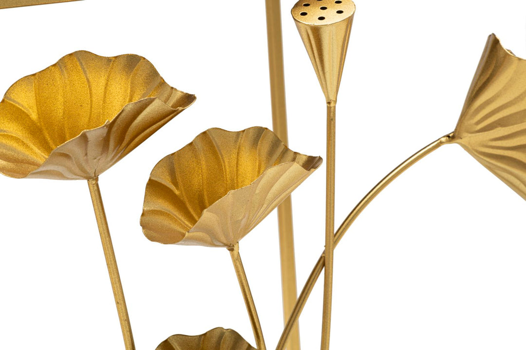 Mesa consola de metal dorado con diseño floral – Flow mesa de acento