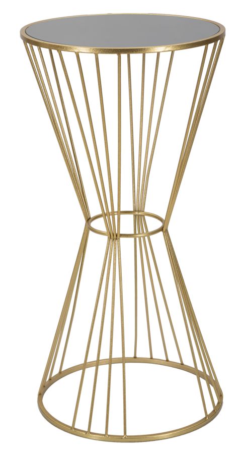 Mesita redonda de metal y cristal dorado