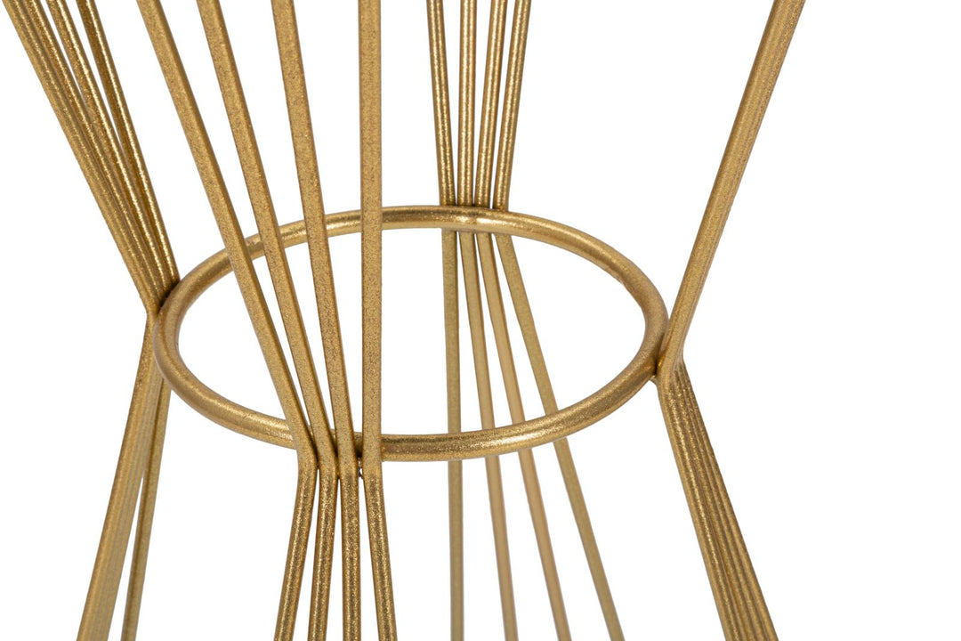 Mesita redonda de metal y cristal dorado