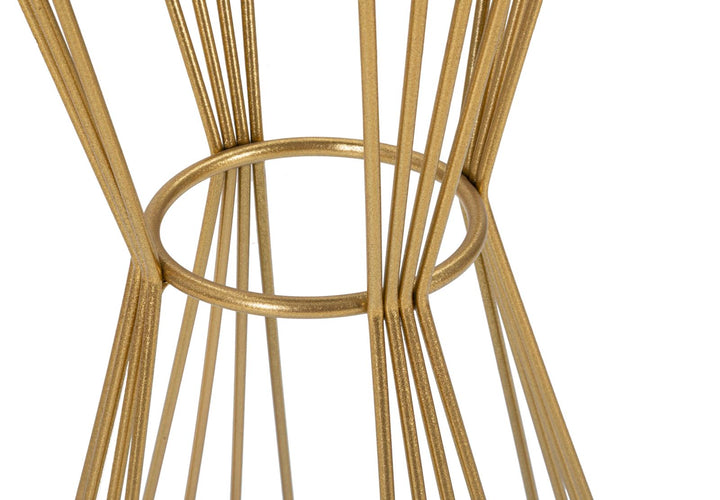 Mesita redonda de metal y cristal dorado