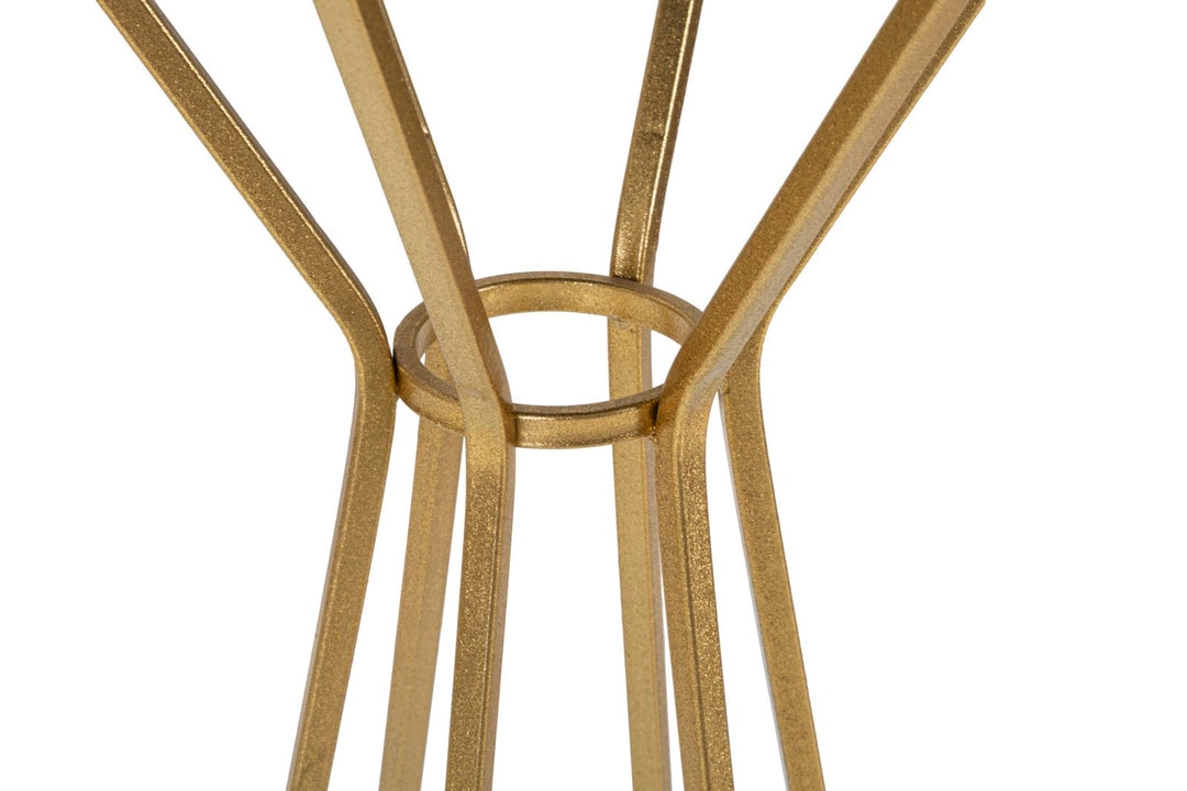 Mesita redonda de metal y cristal dorado