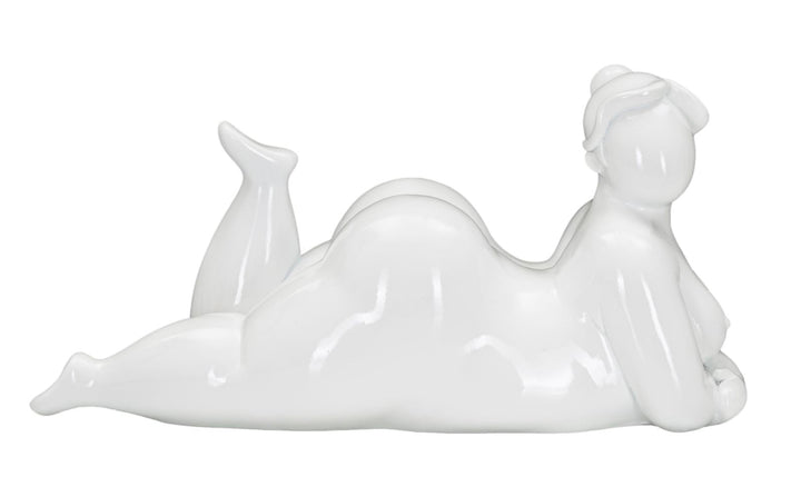 Estatua de mujer reclinada blanca inclinada (Decoración Moderna)