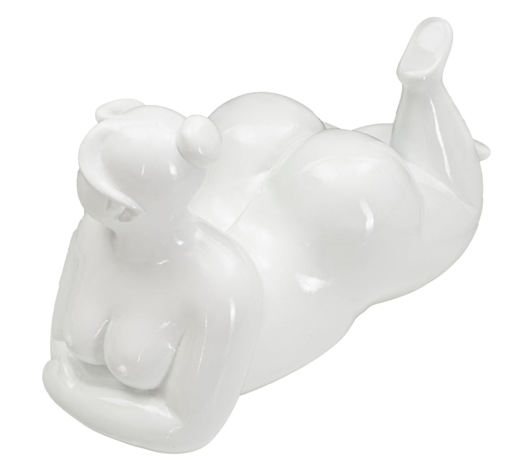 Estatua de mujer reclinada blanca inclinada (Decoración Moderna)
