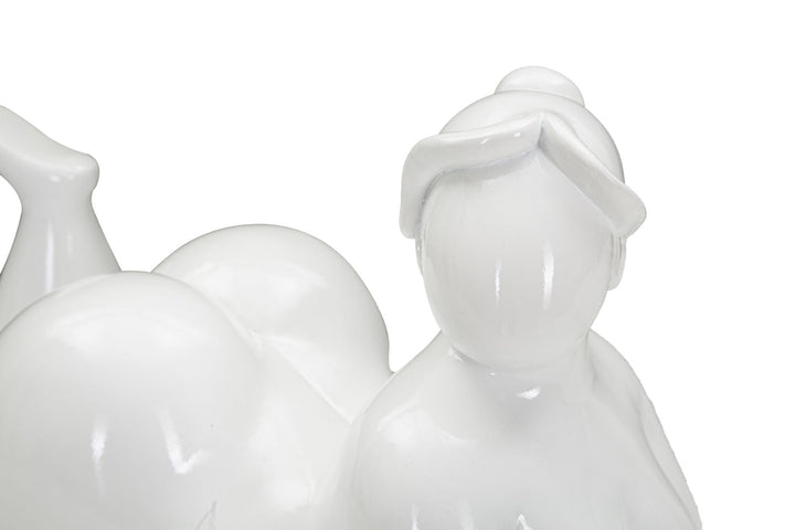 Estatua de mujer reclinada blanca inclinada (Decoración Moderna)