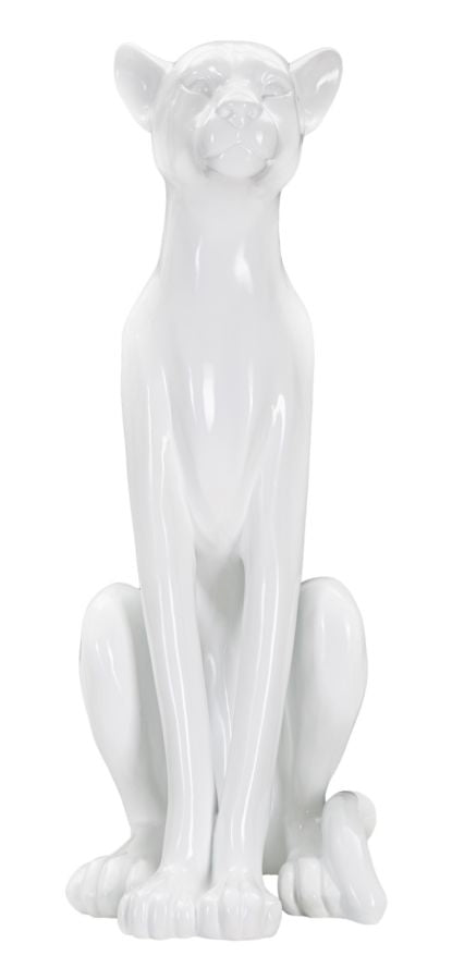 Estatua Pantera Blanca Sentada (Decoración Moderna)