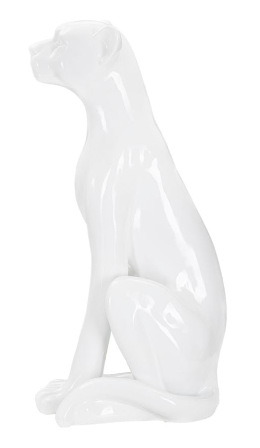 Estatua Pantera Blanca Sentada (Decoración Moderna)