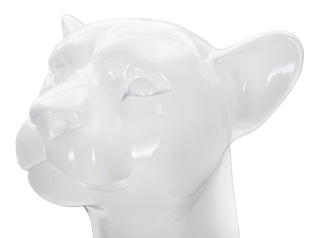 Estatua Pantera Blanca Sentada (Decoración Moderna)