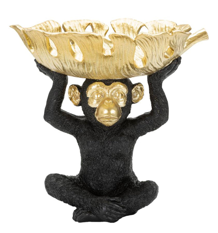 Estatua Mono Negro y Dorado (Decoración Moderna)