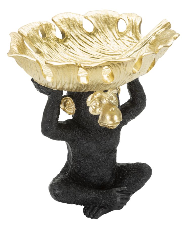 Estatua Mono Negro y Dorado (Decoración Moderna)