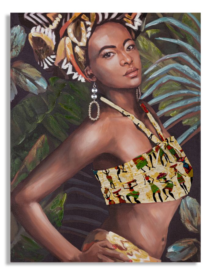 Mujer Africana en el Bosque Pintura Moderna