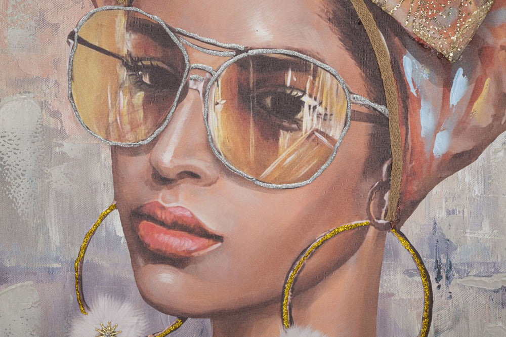 Mujer con pañuelo en la cabeza y gafas de sol Pintura Moderna