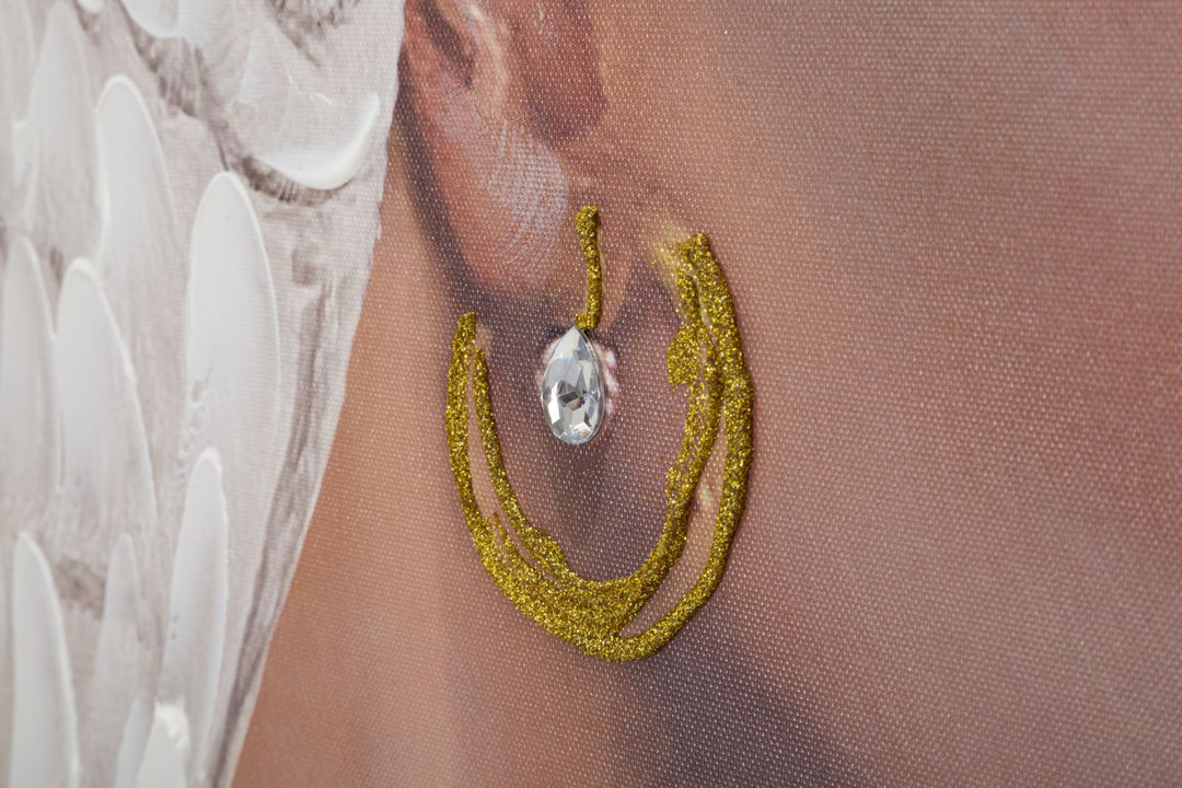 Pintura Mujer Africana en el Bosque con un Loro