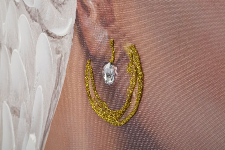 Pintura Mujer Africana en el Bosque con un Loro