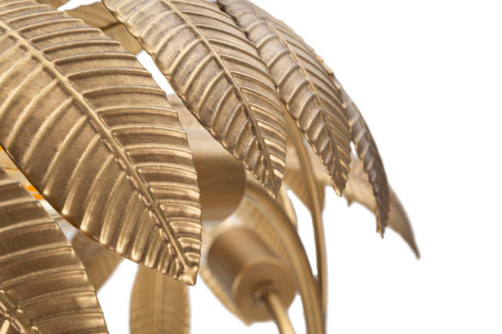 Lámpara de Sobremesa Hoja Tropical Metal Dorado con 3 Luces