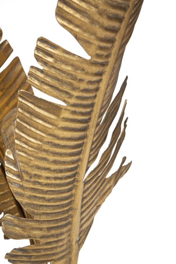 Lámpara de Sobremesa de Metal Dorado Hoja de Palma