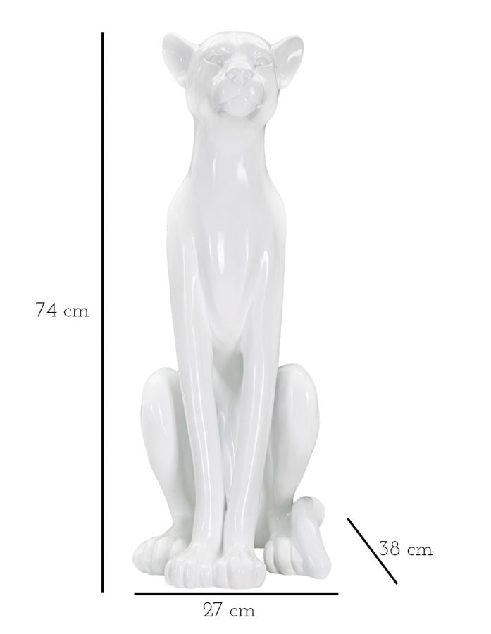 Estatua Pantera Blanca Sentada (Decoración Moderna)