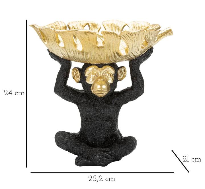 Estatua Mono Negro y Dorado (Decoración Moderna)