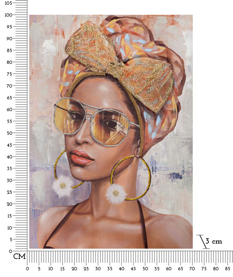 Mujer con pañuelo en la cabeza y gafas de sol Pintura Moderna