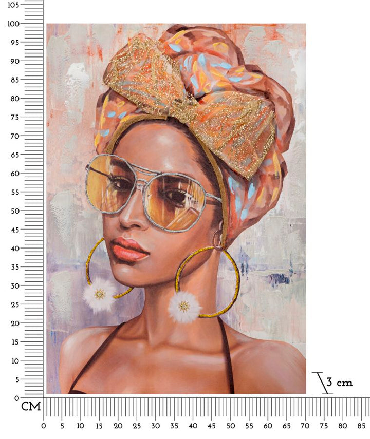 Mujer con pañuelo en la cabeza y gafas de sol Pintura Moderna