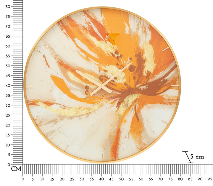 Reloj de Pared Abstracto Naranja Metal y Vidrio