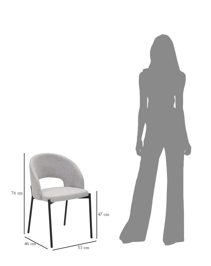 Par Silla Gris Estilo Años 70 con Patas Metal Negro