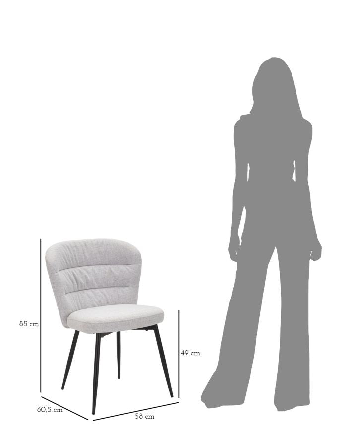 Par Silla Gris Estilo Años 70 con Patas Metal Negro