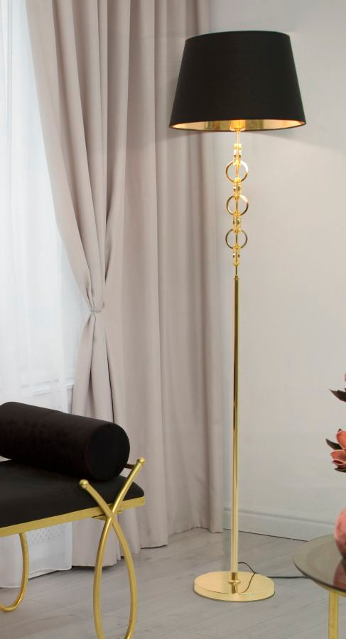 Lámpara de Pie de Metal Dorado y Negro