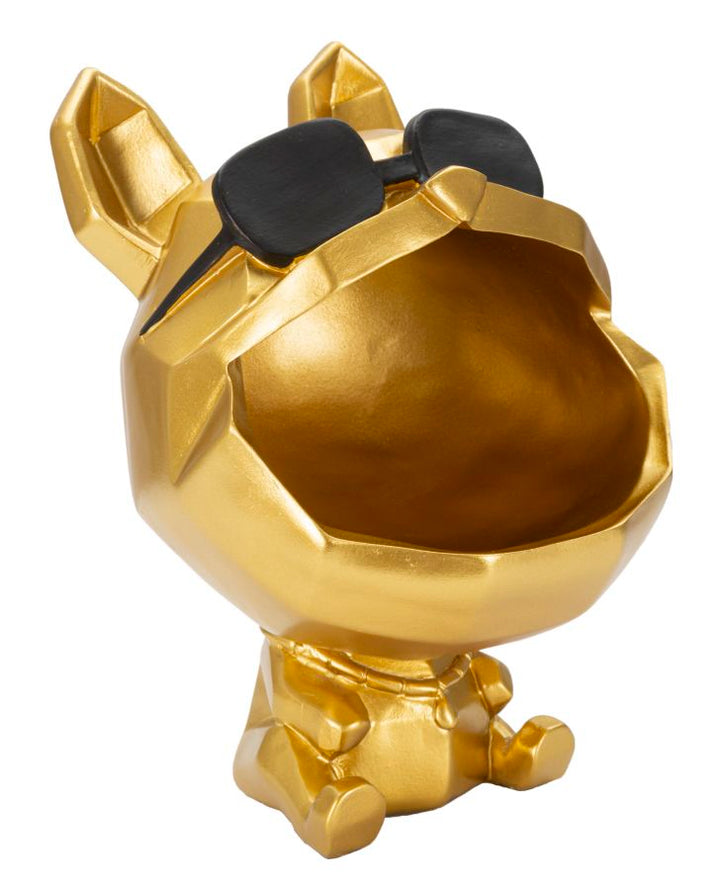Estatua de Perro Dorado con Gafas de Sol (Decoración Moderna - Almacenaje)