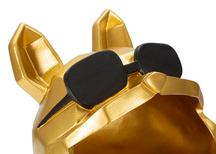 Estatua de Perro Dorado con Gafas de Sol (Decoración Moderna - Almacenaje)