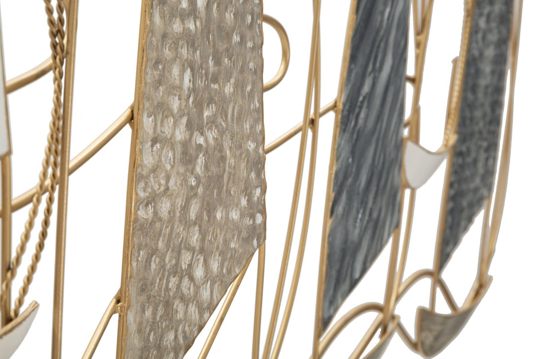 Decoración de Pared Barcos de Vela y Pájaros de Metal