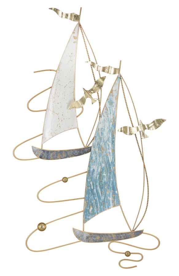 Decoración de pared en forma de velero de metal
