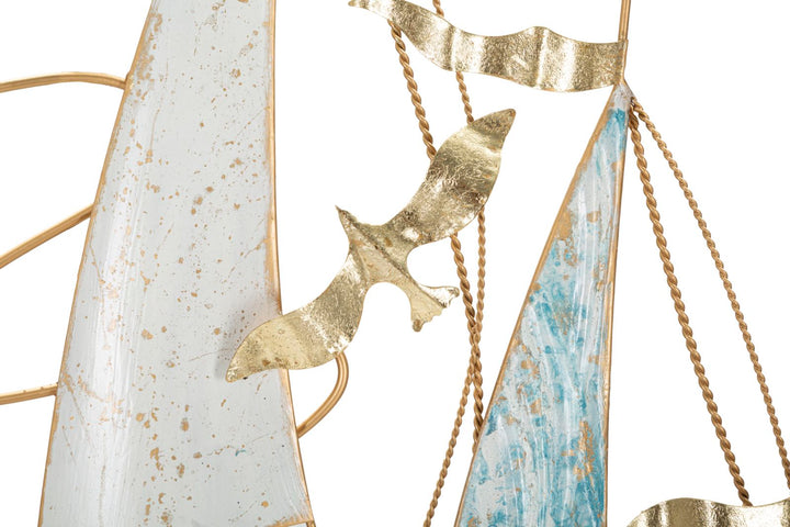 Decoración de pared en forma de velero de metal