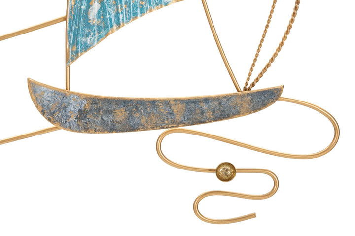 Decoración de pared en forma de velero de metal