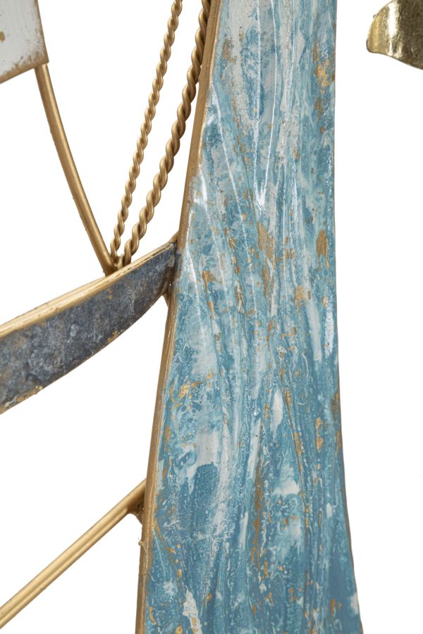 Decoración de pared en forma de velero de metal