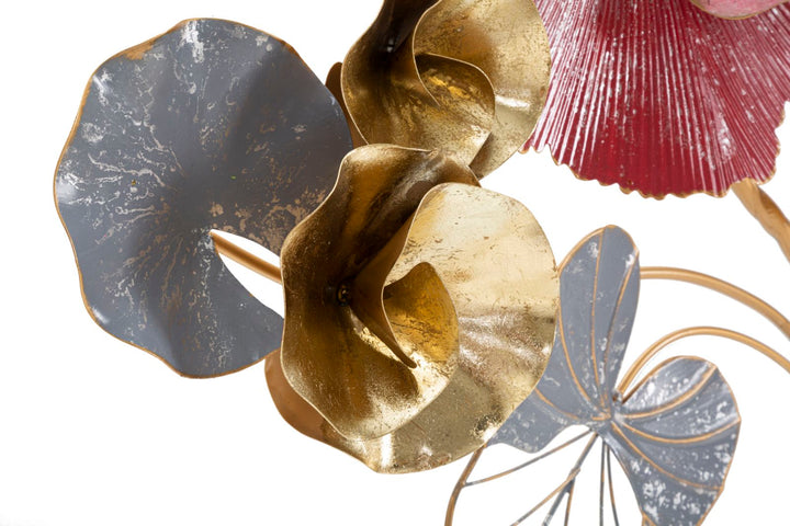 Decoración de pared con flores de metal