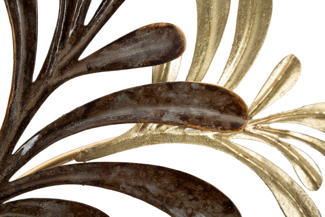 Decoración de pared de metal y madera