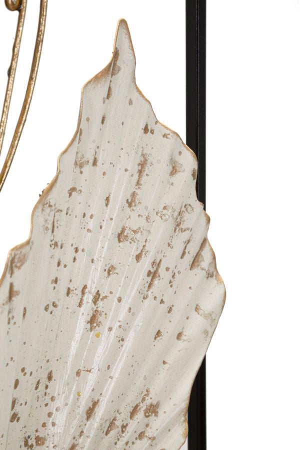 Decoración de pared de metal con estampado de hojas tropicales en marco cuadrado