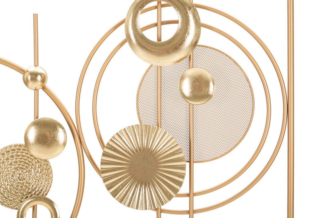 Círculos geométricos de metal dorado Decoración de pared metálica