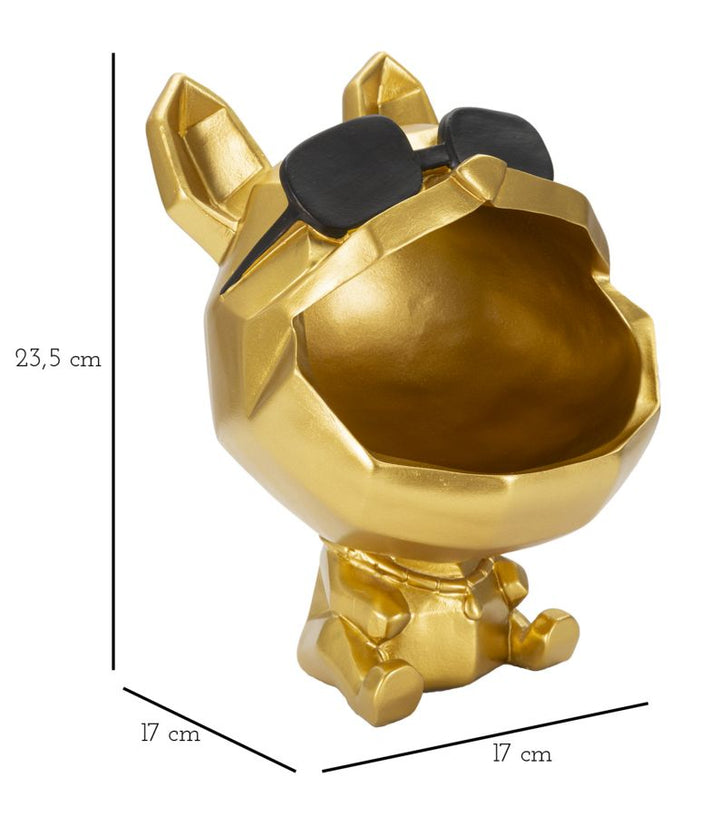 Estatua de Perro Dorado con Gafas de Sol (Decoración Moderna - Almacenaje)