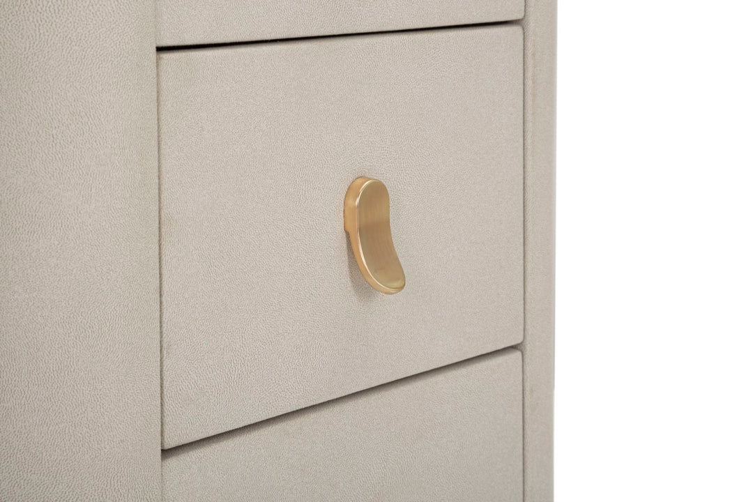 Mesa Peine Dorada y Beige con Tapa y Cajón de Mármol