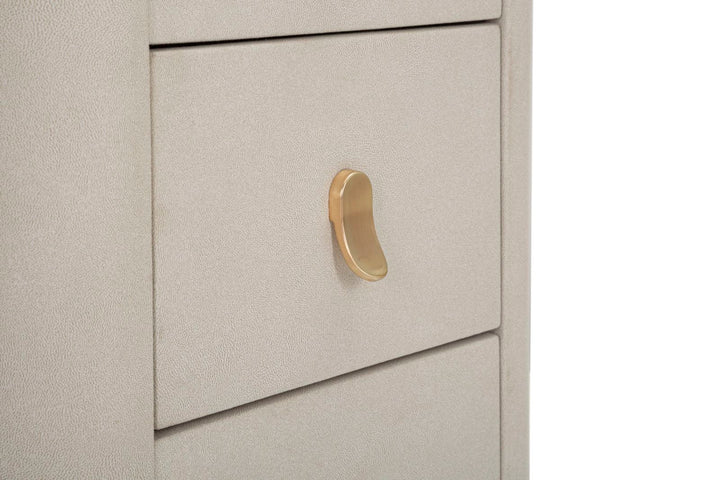 Mesa Peine Dorada y Beige con Tapa y Cajón de Mármol