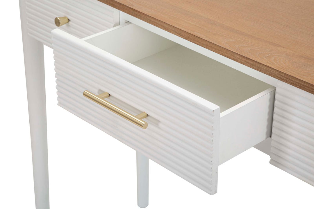 Mesa Consola Rectangular de Madera Blanca con 3 Cajones