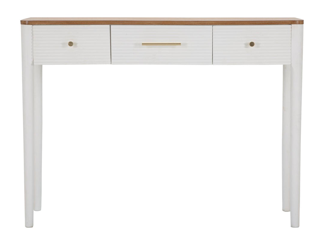 Mesa Consola Rectangular de Madera Blanca con 3 Cajones